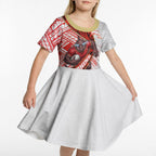 Redcliffe Dolphins NRL Rugby Kid Short Sleeve Dress Tribal Polynesian Power Art - Lightning Mascot