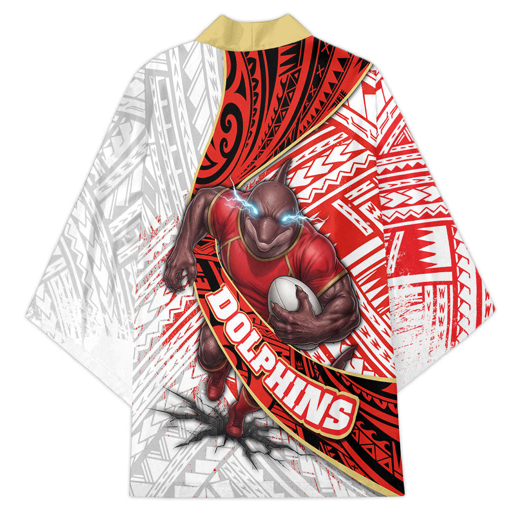 Redcliffe Dolphins NRL Rugby Kimono Tribal Polynesian Power Art - Lightning Mascot