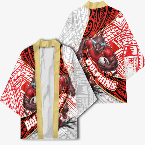 Redcliffe Dolphins NRL Rugby Kimono Tribal Polynesian Power Art - Lightning Mascot
