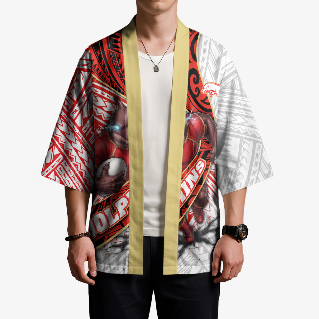 Redcliffe Dolphins NRL Rugby Kimono Tribal Polynesian Power Art - Lightning Mascot