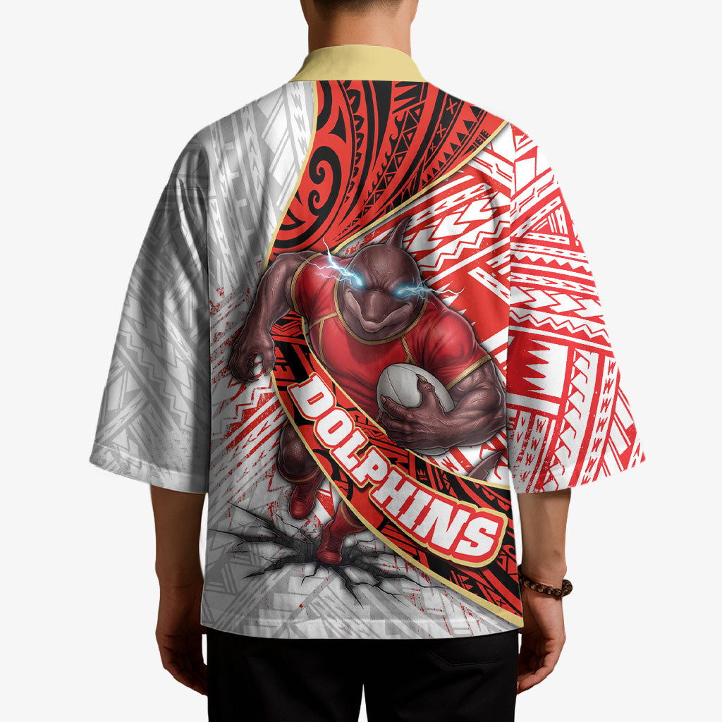 Redcliffe Dolphins NRL Rugby Kimono Tribal Polynesian Power Art - Lightning Mascot