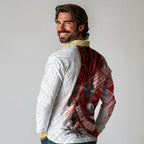 Redcliffe Dolphins NRL Rugby Long Sleeve Polo Shirt Tribal Polynesian Power Art - Lightning Mascot