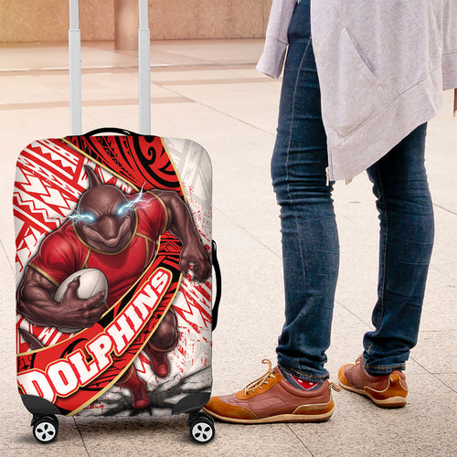 Redcliffe Dolphins NRL Rugby Luggage Cover Tribal Polynesian Power Art - Lightning Mascot