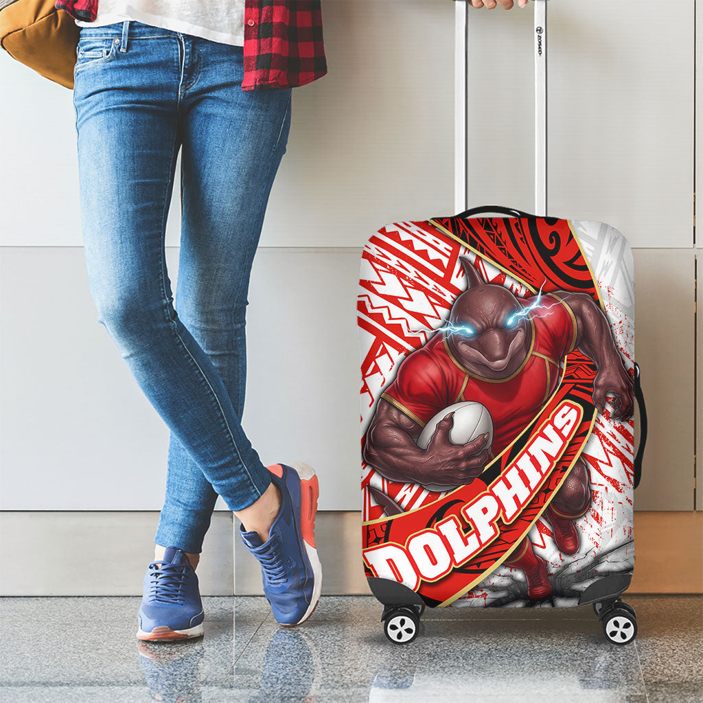 Redcliffe Dolphins NRL Rugby Luggage Cover Tribal Polynesian Power Art - Lightning Mascot