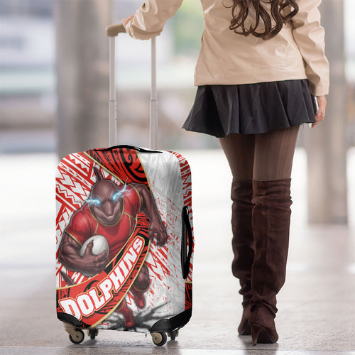 Redcliffe Dolphins NRL Rugby Luggage Cover Tribal Polynesian Power Art - Lightning Mascot