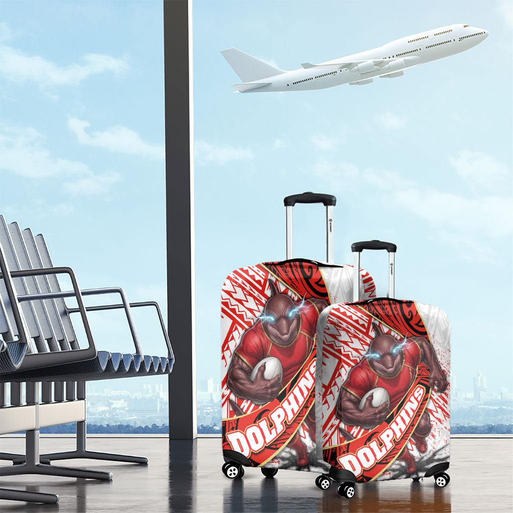 Redcliffe Dolphins NRL Rugby Luggage Cover Tribal Polynesian Power Art - Lightning Mascot