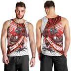 Redcliffe Dolphins NRL Rugby Men Tank Top Tribal Polynesian Power Art - Lightning Mascot