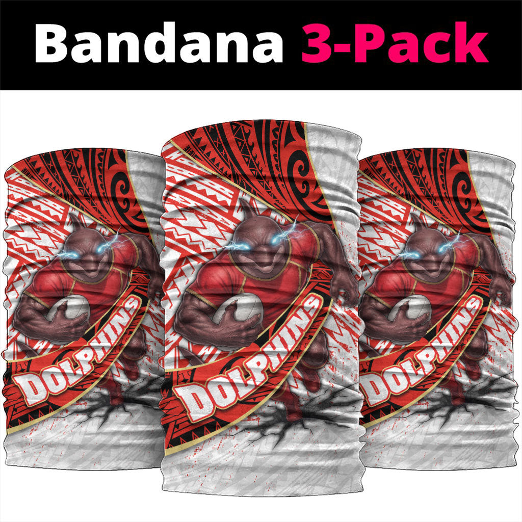 Redcliffe Dolphins NRL Rugby Neck Gaiter Tribal Polynesian Power Art - Lightning Mascot
