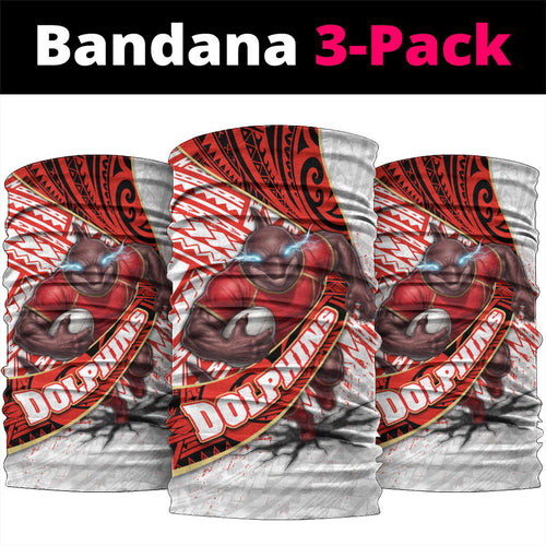 Redcliffe Dolphins NRL Rugby Neck Gaiter Tribal Polynesian Power Art - Lightning Mascot