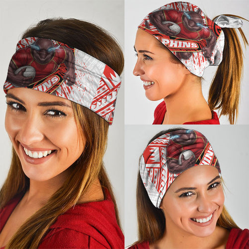 Redcliffe Dolphins NRL Rugby Neck Gaiter Tribal Polynesian Power Art - Lightning Mascot