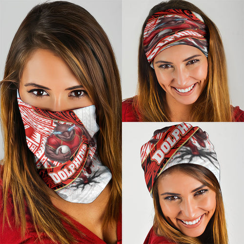 Redcliffe Dolphins NRL Rugby Neck Gaiter Tribal Polynesian Power Art - Lightning Mascot