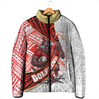 Redcliffe Dolphins NRL Rugby Padded Jacket Tribal Polynesian Power Art - Lightning Mascot