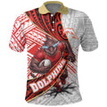 Redcliffe Dolphins NRL Rugby Polo Shirt Tribal Polynesian Power Art - Lightning Mascot