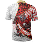 Redcliffe Dolphins NRL Rugby Polo Shirt Tribal Polynesian Power Art - Lightning Mascot
