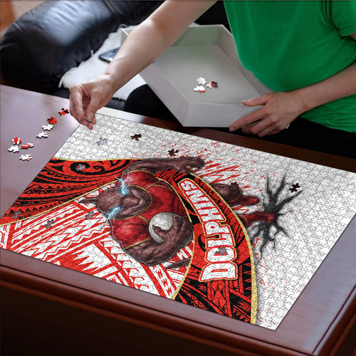 Redcliffe Dolphins NRL Rugby Puzzle Tribal Polynesian Power Art - Lightning Mascot
