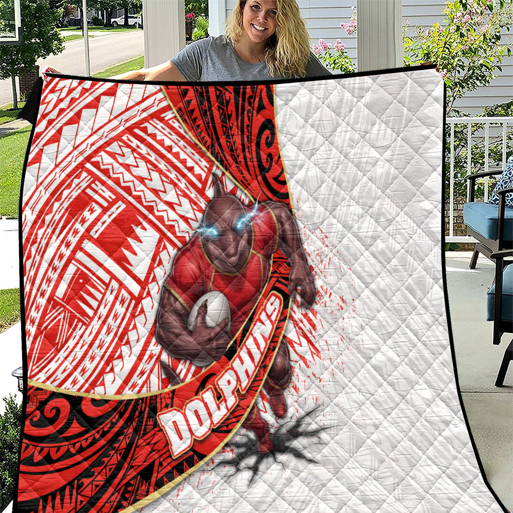 Redcliffe Dolphins NRL Rugby Quilt Tribal Polynesian Power Art - Lightning Mascot