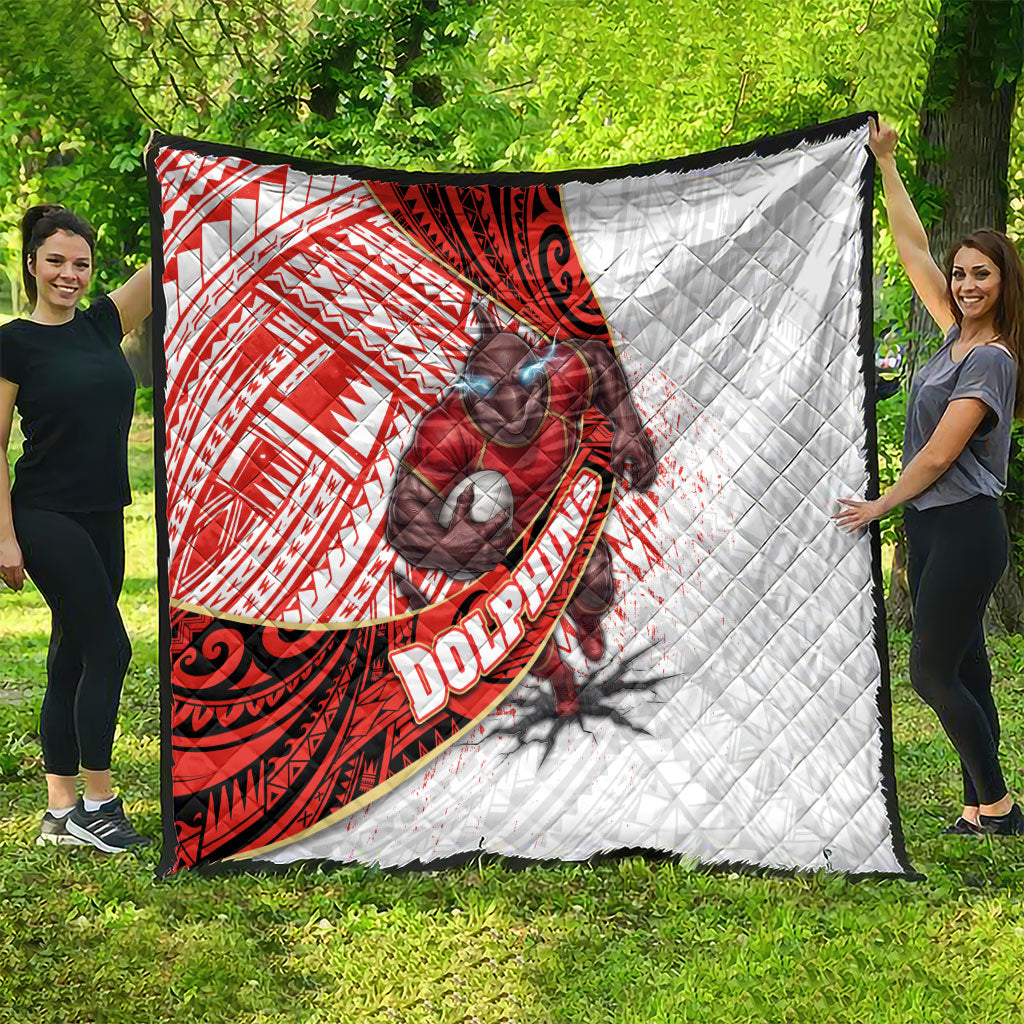 Redcliffe Dolphins NRL Rugby Quilt Tribal Polynesian Power Art - Lightning Mascot