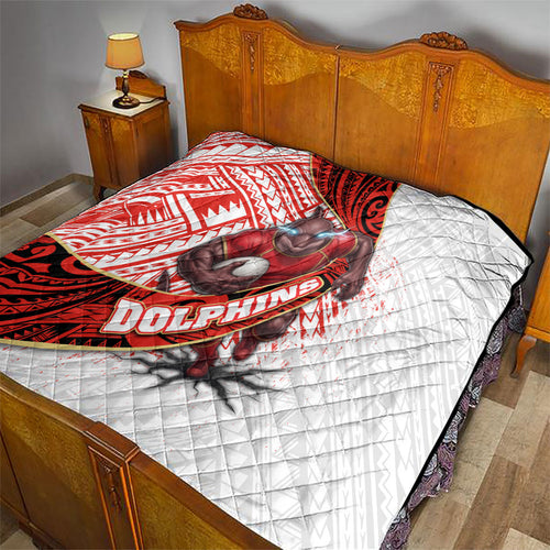 Redcliffe Dolphins NRL Rugby Quilt Tribal Polynesian Power Art - Lightning Mascot