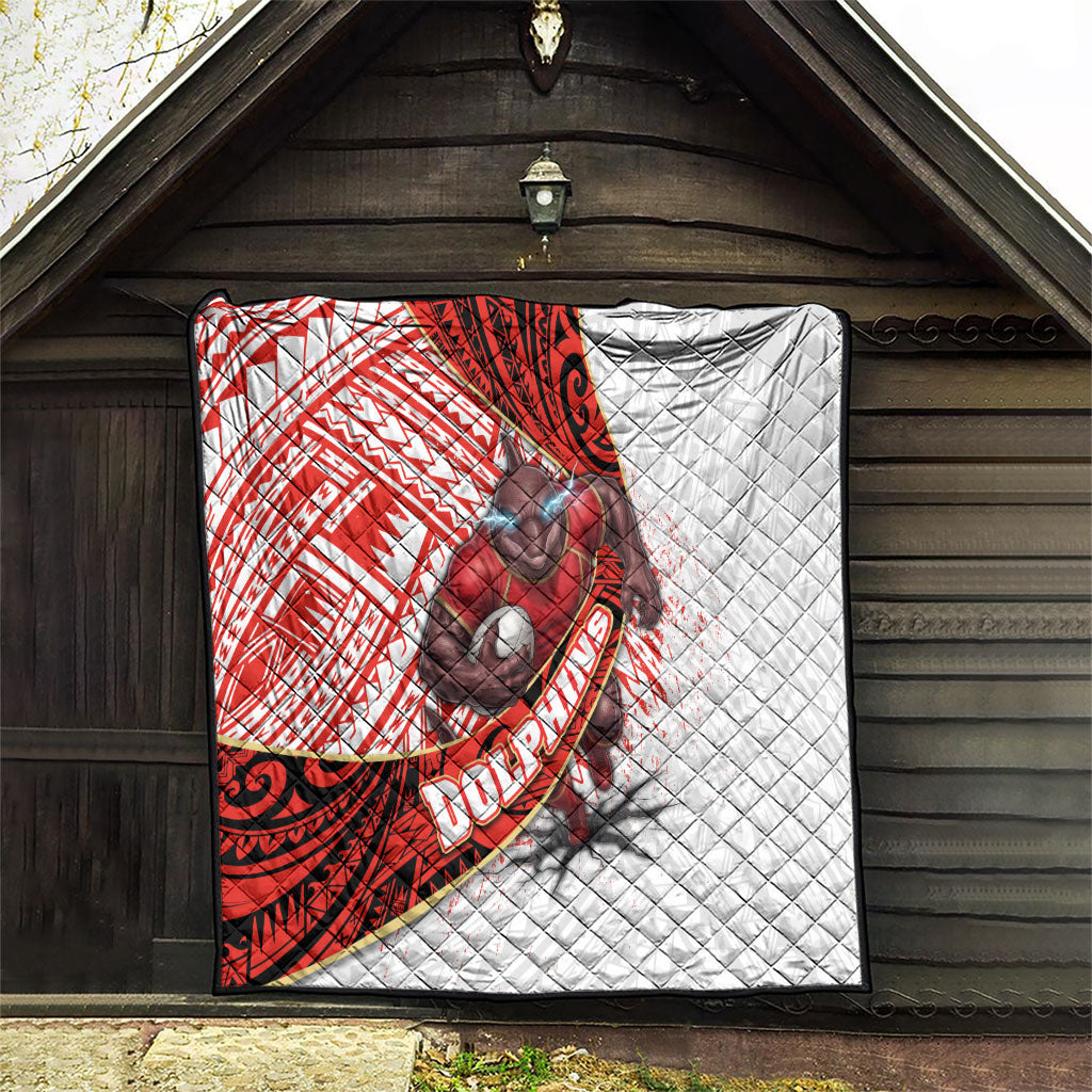 Redcliffe Dolphins NRL Rugby Quilt Tribal Polynesian Power Art - Lightning Mascot