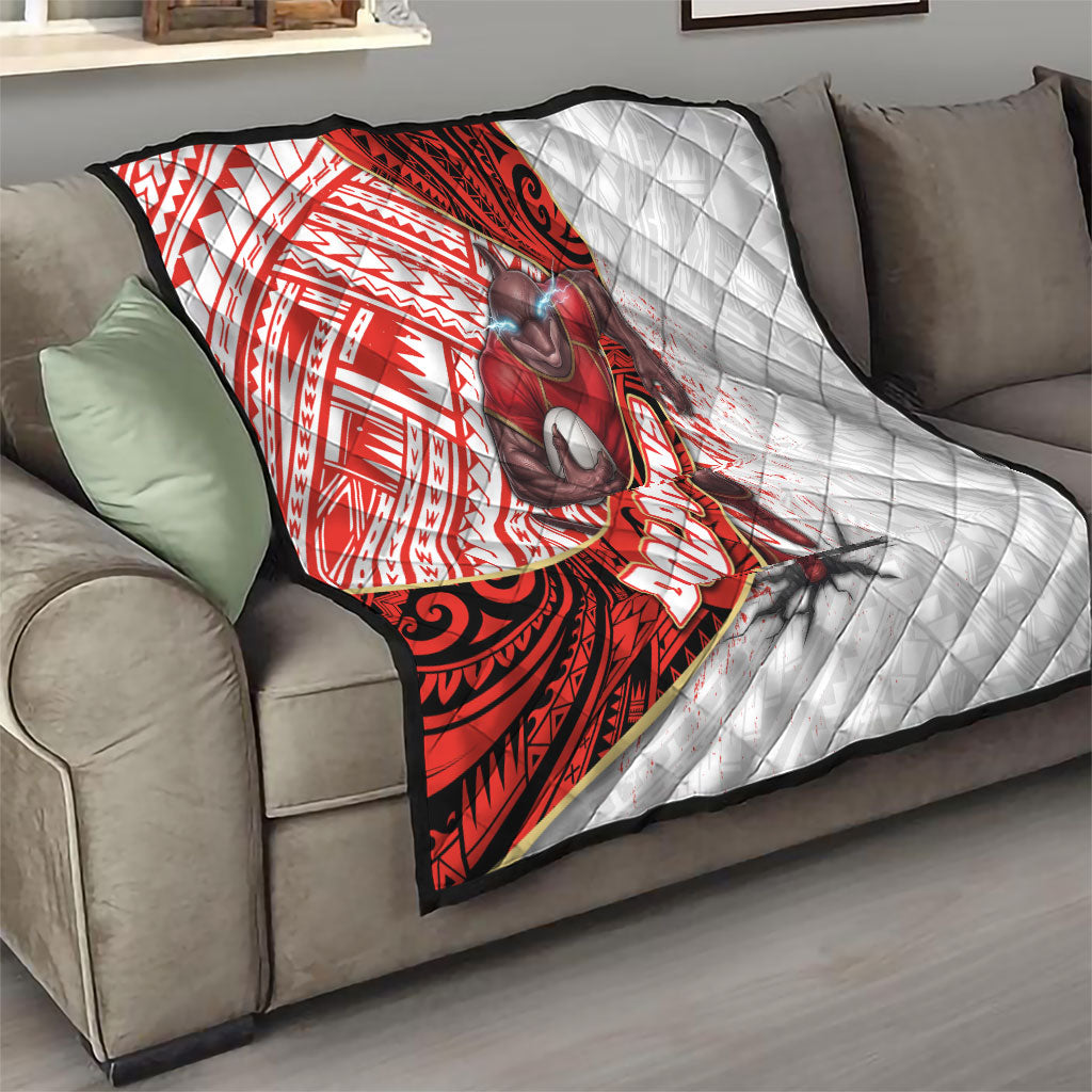 Redcliffe Dolphins NRL Rugby Quilt Tribal Polynesian Power Art - Lightning Mascot