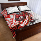 Redcliffe Dolphins NRL Rugby Quilt Bed Set Tribal Polynesian Power Art - Lightning Mascot