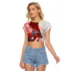 Redcliffe Dolphins NRL Rugby Raglan Cropped T Shirt Tribal Polynesian Power Art - Lightning Mascot