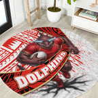 Redcliffe Dolphins NRL Rugby Round Carpet Tribal Polynesian Power Art - Lightning Mascot