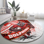 Redcliffe Dolphins NRL Rugby Round Carpet Tribal Polynesian Power Art - Lightning Mascot