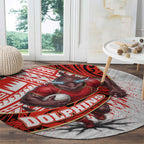 Redcliffe Dolphins NRL Rugby Round Carpet Tribal Polynesian Power Art - Lightning Mascot
