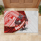 Redcliffe Dolphins NRL Rugby Rubber Doormat Tribal Polynesian Power Art - Lightning Mascot