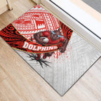 Redcliffe Dolphins NRL Rugby Rubber Doormat Tribal Polynesian Power Art - Lightning Mascot