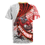 Redcliffe Dolphins NRL Rugby Rugby Jersey Tribal Polynesian Power Art - Lightning Mascot