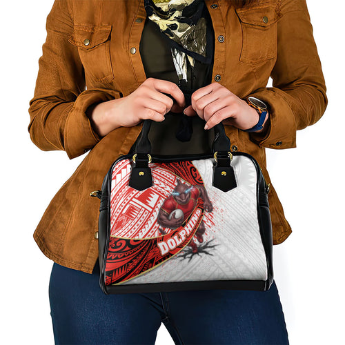 Redcliffe Dolphins NRL Rugby Shoulder Handbag Tribal Polynesian Power Art - Lightning Mascot