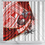 Redcliffe Dolphins NRL Rugby Shower Curtain Tribal Polynesian Power Art - Lightning Mascot