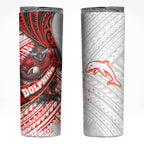 Redcliffe Dolphins NRL Rugby Skinny Tumbler Tribal Polynesian Power Art - Lightning Mascot