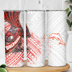 Redcliffe Dolphins NRL Rugby Skinny Tumbler Tribal Polynesian Power Art - Lightning Mascot