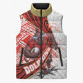 Redcliffe Dolphins NRL Rugby Sleeveless Puffer Jacket Tribal Polynesian Power Art - Lightning Mascot