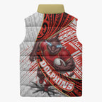 Redcliffe Dolphins NRL Rugby Sleeveless Puffer Jacket Tribal Polynesian Power Art - Lightning Mascot