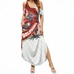 Redcliffe Dolphins NRL Rugby Summer Maxi Dress Tribal Polynesian Power Art - Lightning Mascot