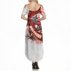 Redcliffe Dolphins NRL Rugby Summer Maxi Dress Tribal Polynesian Power Art - Lightning Mascot