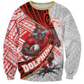 Redcliffe Dolphins NRL Rugby Sweatshirt Tribal Polynesian Power Art - Lightning Mascot
