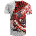 Redcliffe Dolphins NRL Rugby T Shirt Tribal Polynesian Power Art - Lightning Mascot