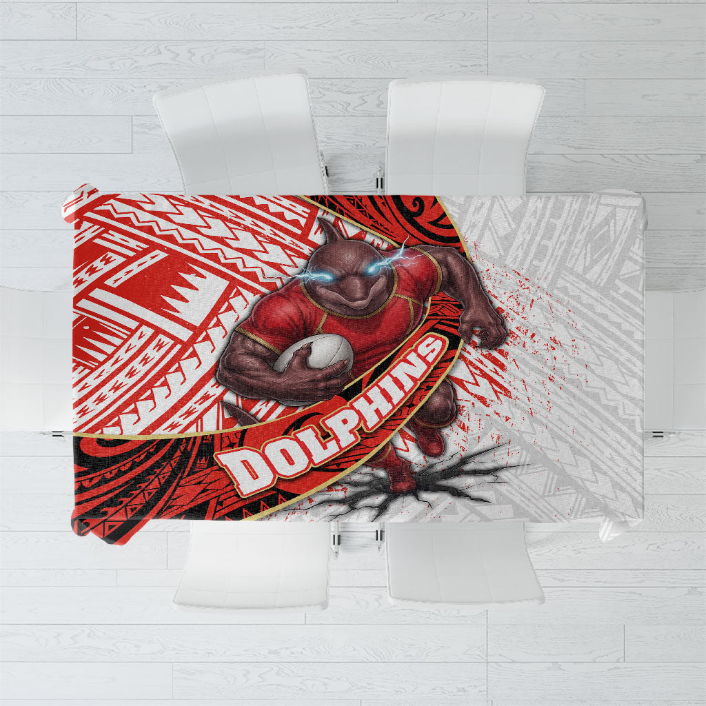 Redcliffe Dolphins NRL Rugby Tablecloth Tribal Polynesian Power Art - Lightning Mascot