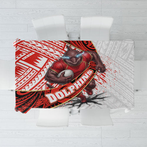 Redcliffe Dolphins NRL Rugby Tablecloth Tribal Polynesian Power Art - Lightning Mascot