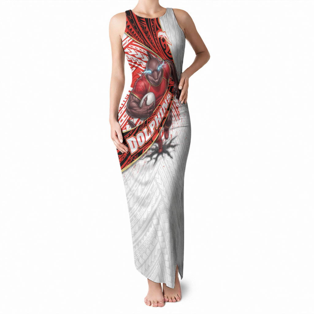 Redcliffe Dolphins NRL Rugby Tank Maxi Dress Tribal Polynesian Power Art - Lightning Mascot