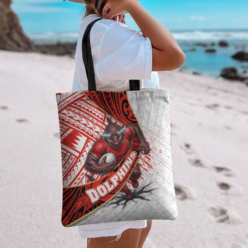 Redcliffe Dolphins NRL Rugby Tote Bag Tribal Polynesian Power Art - Lightning Mascot