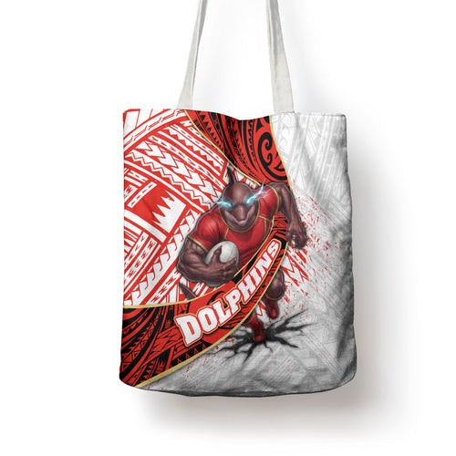 Redcliffe Dolphins NRL Rugby Tote Bag Tribal Polynesian Power Art - Lightning Mascot