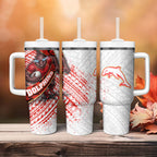 Redcliffe Dolphins NRL Rugby Tumbler With Handle Tribal Polynesian Power Art - Lightning Mascot