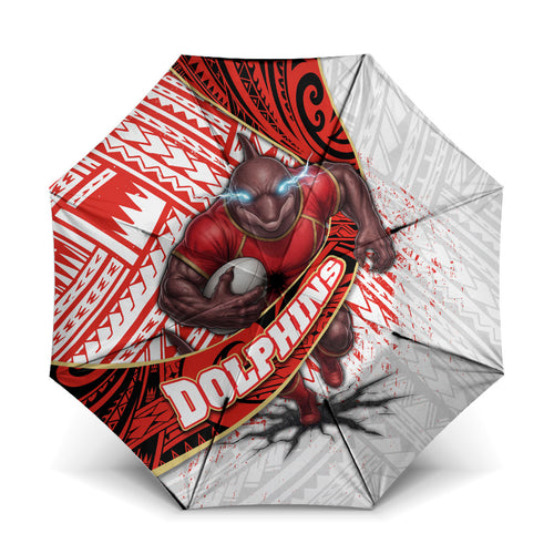 Redcliffe Dolphins NRL Rugby Umbrella Tribal Polynesian Power Art - Lightning Mascot