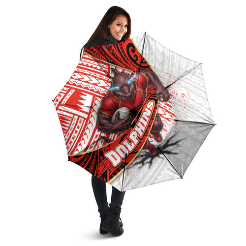 Redcliffe Dolphins NRL Rugby Umbrella Tribal Polynesian Power Art - Lightning Mascot